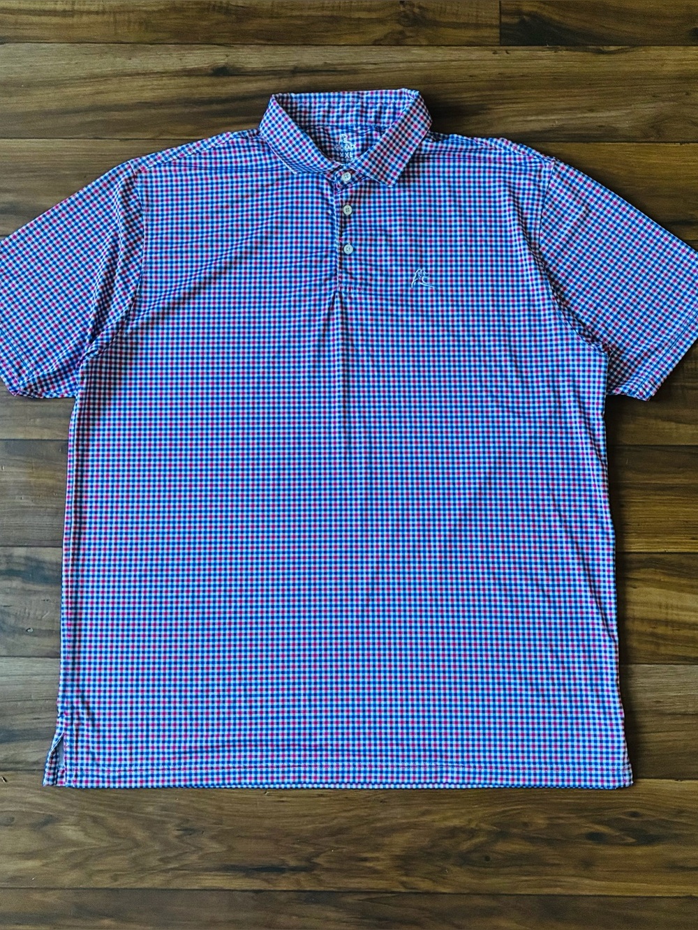 Rhoback Mens XXL Polo USA Gingham Pattern Performance Golf Shirt